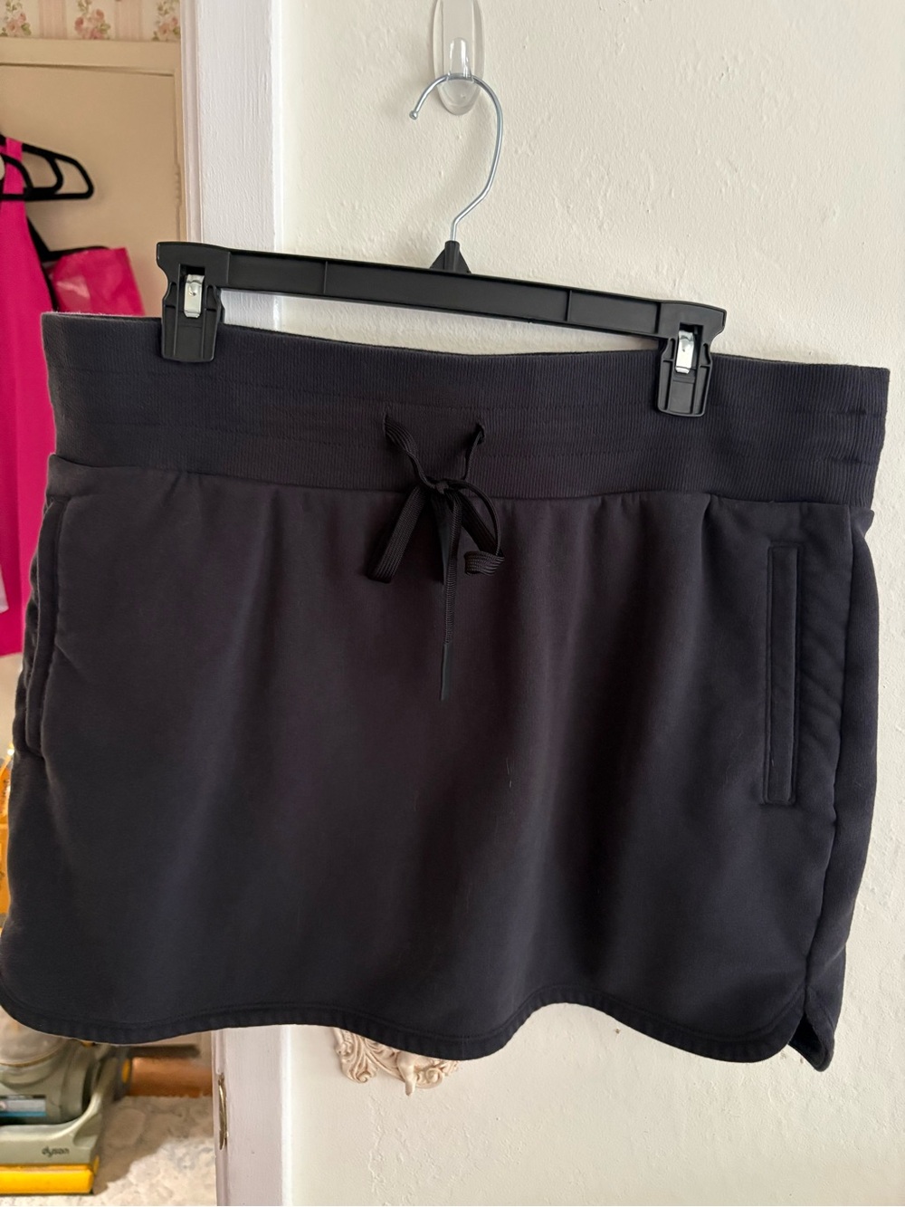 Women’s Black Drawstring Sweatshort Skort